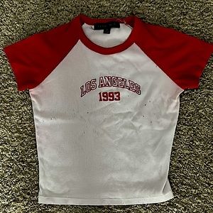 Red and white shirt, “los Vegas 1993”